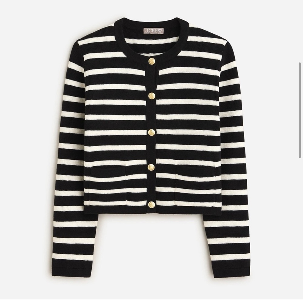 J.Crew Emilie Black and White Striped Cardigan